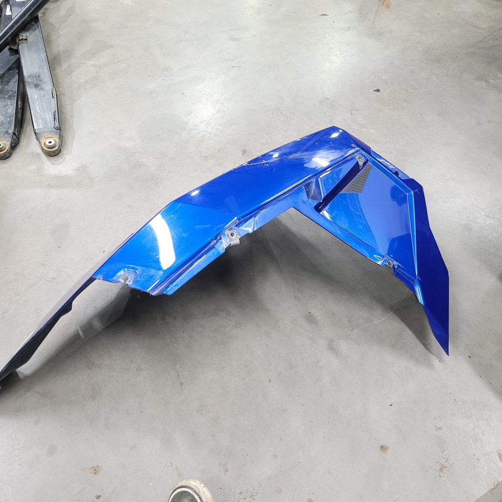 fender, front, left, blue fire